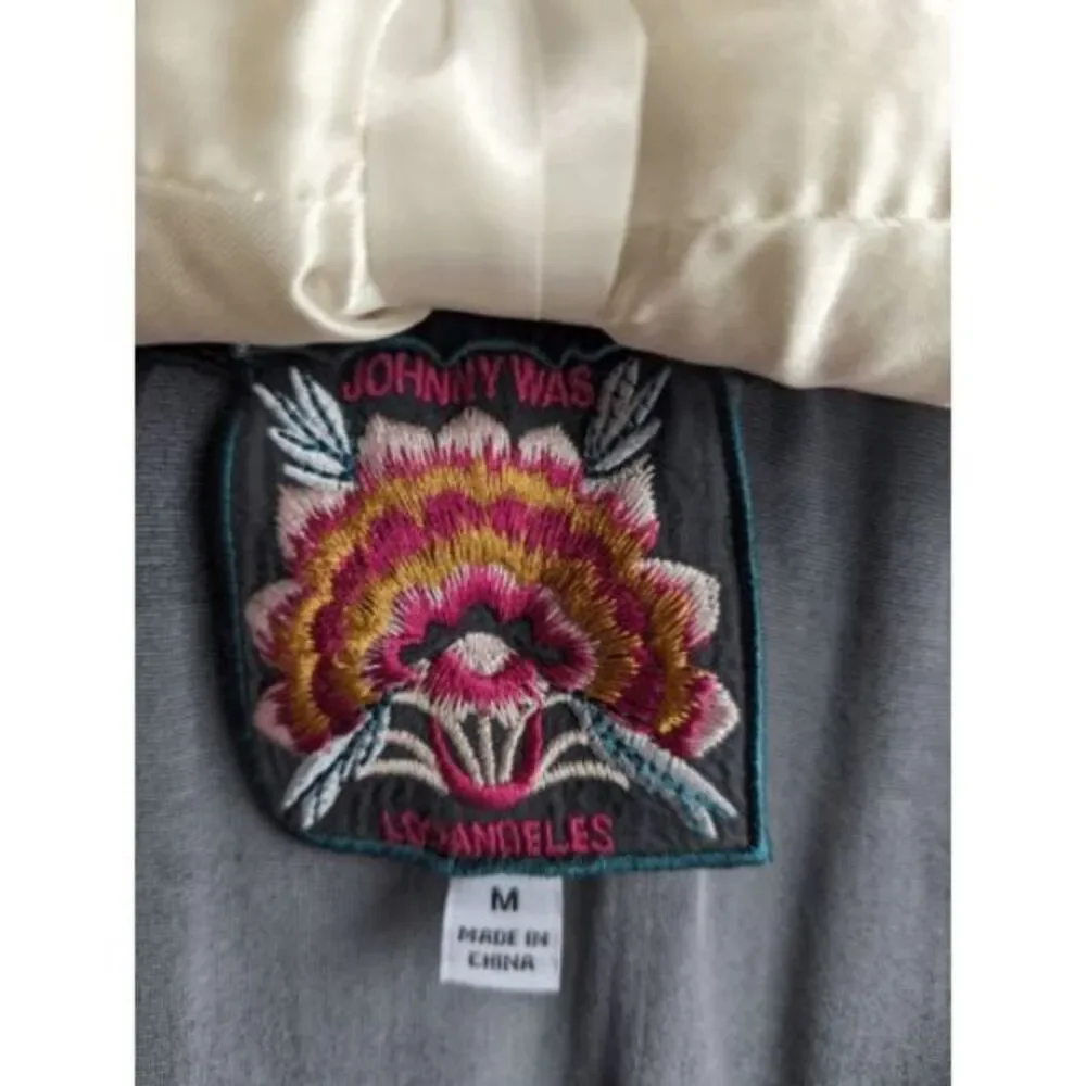 Johnny Was peasant blouse size L in Glowing Iris silk blend‎ boho chic $285
